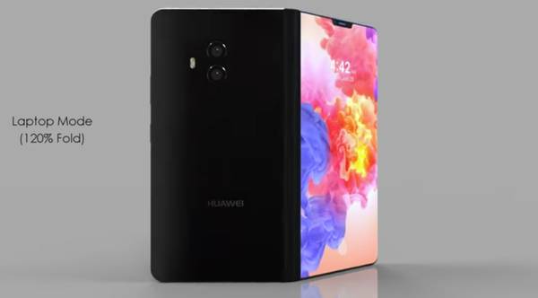 Le Huawei Mate X à écran fléxible - vue face arrière avec ouverture 120 degrés